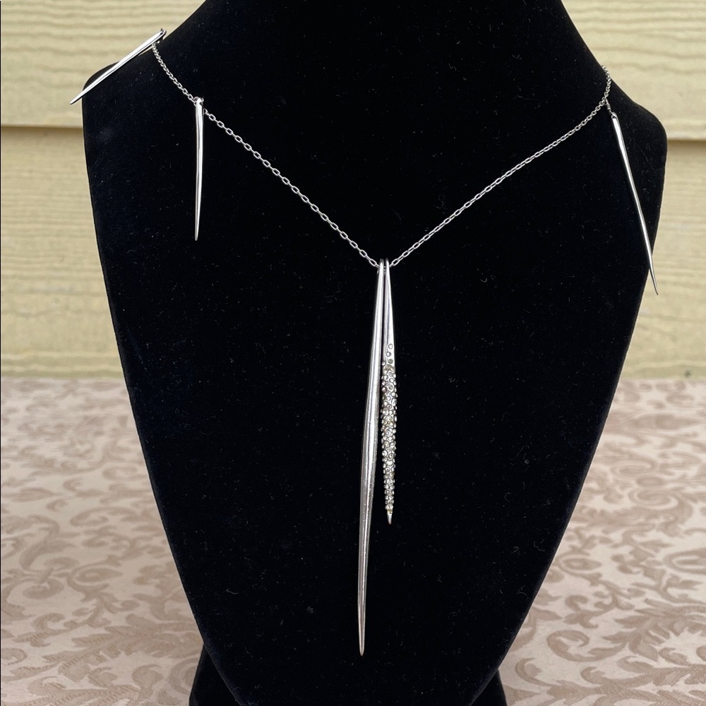 Alexis Bittar Silver Spike Pendant Necklace